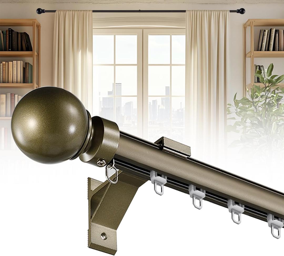 Single Track Curtain Rod, Wall Mount Champagne, 2m(6.6ft)