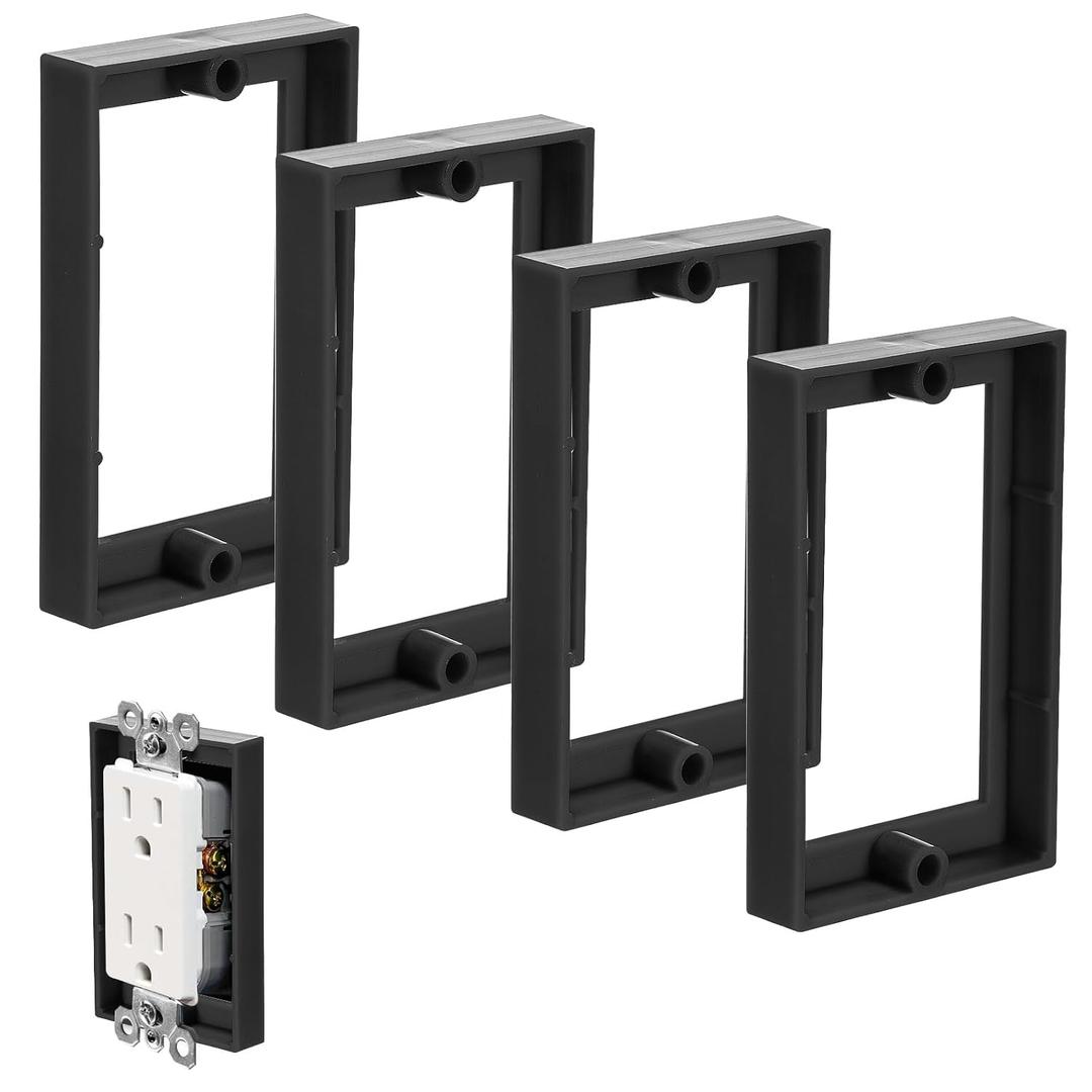 4pcs 1/2 Inch Single Gang Outlet Box Extender, Electrical Outlet Extender Receptacle Extender Outlet Extension Box for Electrical Box and Electrical Outlet Switches (Black)