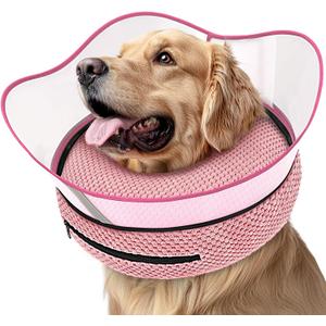 Supet Raised Inflatable Dog Cone Alternative Collars for After Surgery, Dog Donut Collar After Surgery, Soft Pet Cone for Dogs to Stop Licking (M(Neck 9"-12.5"), Pink)