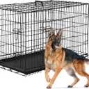 36 inch Large Dog Cage - Pet Cage Double-Door for Large Dogs with Handle, Divider Panel & Tray Portable Folding Dog Kennels and Metal Wire Crates Pet Dog Cage Crate for Indoor Outdoor Travel