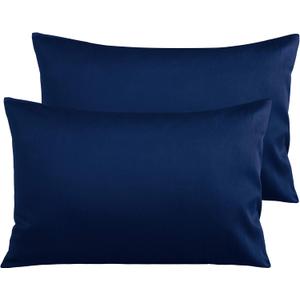 NTBAY Egyptian Cotton Queen Pillowcases - Set of 2, 500 Thread Count Cotton Pillowcases - Soft and Breathable Envelope Closure Pillow Cases - 20x30 Pillow Covers for Bed, Navy Blue