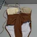 Women's One Piece Swimsuit Tummy Control Bathing Suit Sexy Flattering Cutout Criss Cross Swimwear (Medium, Coffee Colorblock)