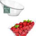 BESTVIP 8oz Clear Plastic Serving Bowls for Party - 12 Pack Angled Disposable Serving Bowls, Party for Chips, Snacks, Fruit, Salad - Bowls for Parties, Daily Use, Catering, Christmas