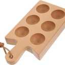 Wooden Egg Storage Box 6 Compartment Tray for Refrigerator Kitchen Countertop Organizer 8.66X4.33X1.06 Inches