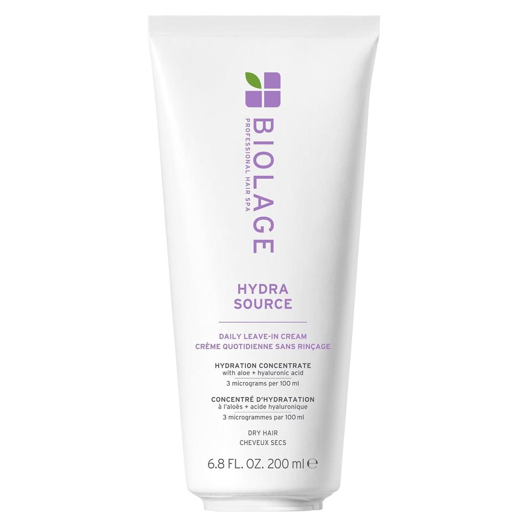 Biolage Hydra Source LeaveIn Cream Instantly Moisturizes & Seals Split Ends, For Dry Hair, With MicroFiltered Aloe Vera & Fermented Hyaluronic Acid, 6.8 Fl Oz, 