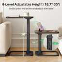 Kitstorack Upgraded TV Tray Table with Panel Lock, 90 Flip-Over Design & Adjustable Height, Sofa Arm Side Table for Eating, Laptop, Couch, Bed, or Small Spaces, Brown