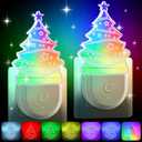 Meonum 2 Pack Christmas Night Light, 6 Color LED Vintage Christmas Night Light Dusk to Dawn, Nightlights Plug Into Wall for Bedroom Bathroom Living Room Porch Holiday Decor (Tree)