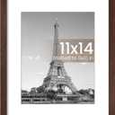 11x14 Picture Frame, Display Pictures 8x10 with Mat or 11 x 14 Without, Wall Hanging Photo Frames, Brown, 1 Pack
