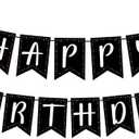 Friendship Themed Birthday Banner, Pre-Strung Party Themed Black Happy Birthday Banner 90s Party Decorations Supplies Accessories for Fan Parties