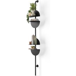 Umbra Solis Metal Display Shelf with 4 Adjustable Shelves, Black, 13.88 X 10.5 X 80.13 Inches