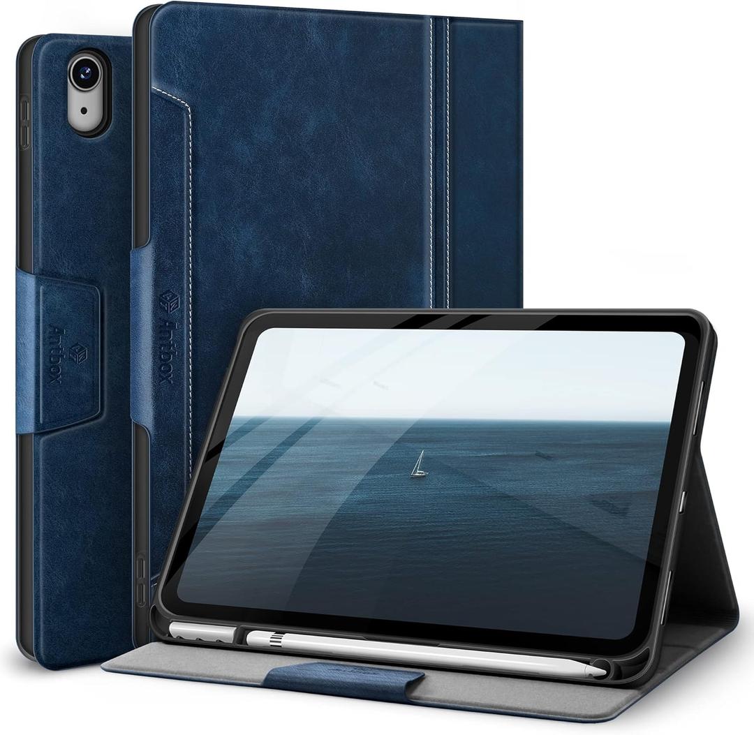 Antbox Case for iPad (A16) 11th Generation 11'' 2025/iPad 10th Generation 10.9'' 2022 with Built-in Pencil Holder Auto Sleep/Wake Function PU Leather Smart Cover (Blue)