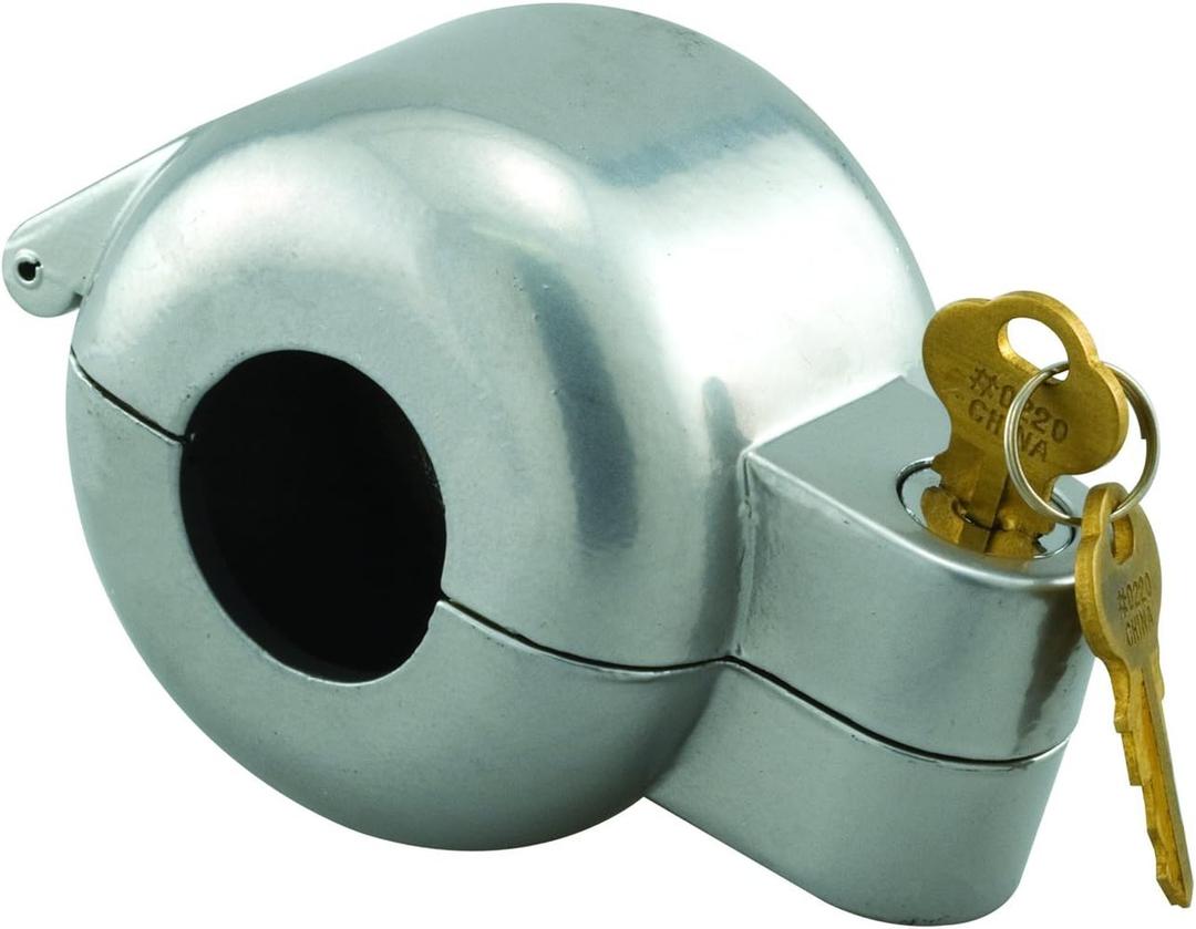 Prime-Line EP 4180 Doorknob Lock-Out Device  Doorknob Lock with Key to Block Access to Keyhole, Removeable and Easy to Use, Fits Round Doorknobs with Max Diameter of 2-7/8 in., Gray (Single Pack)