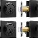 Goldenwarm Black Door Knob Set with Deadbolt, Matte Black Front Door Knob and Deadbolt Set, Exterior Privacy DoorKnobs, Heavy Duty Zinc Alloy, (2 Pack)