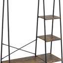 Finnhomy Rustic Clothes Rack, Clothing Rack for Hanging Clothes Heavy Duty Garment Rack with 5 Wood Shelves Freestanding Portable Closet Organizer for Bedroom/Entryway/BoutiquesMatte Black
