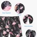 Gleeease 7inch Mens Swim Trunks: with Mesh Liner Pockets Drawstring Quick Dry Stretch Lined Funny Beach Swimming Pool Surf (Medium, Flamingo Black)