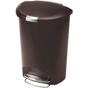 simplehuman 50 Liter / 13 Gallon Semi-Round Kitchen Step Trash Can with Secure Slide Lock, Mocha Plastic