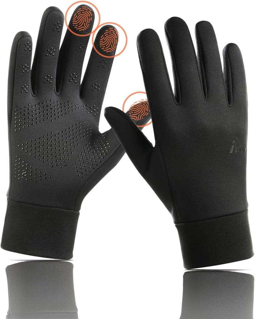 Lightweight Running Winter Gloves Touch Screen Gloves Liners for Cycling Biking for Men Women (Black)