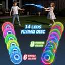 HYES 2 Pack Light up Flying Discs for Kids, Rechargeable Disc with 45 LEDs, 14 Lighting Modes(10")&Built-in Battery Disc(7.8"), Glow in The Dark Ring for Beach/Camping/Outdoor Sport