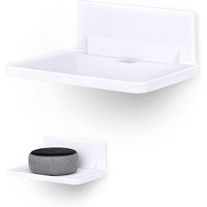 Floating Wall Shelf for Small Speakers, Deco, Plants, Baby Monitors, Toys, Bathroom, Kitchen & More, Easy To Install, No Screws & Mess Set 4