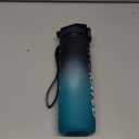 Water Bottle with Straw, 32oz Motivational Water Bottles with Time Marker to Drink, Tritan BPA Free, 1L Sports Water Bottle with Carry Strap LeakProof for Women Gym Fitness Outdoor (1 Pack) (Dark Blue)