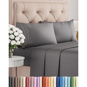 Queen Size 4 Piece Sheet Set - Comfy Breathable & Cooling Bed Sheets Set - Hotel Luxury Bedding for Women, Men, Kids, Teens, Boys & Girls - Deep Pockets, Soft and Wrinkle Free - Oeko-Tex - Dark Grey