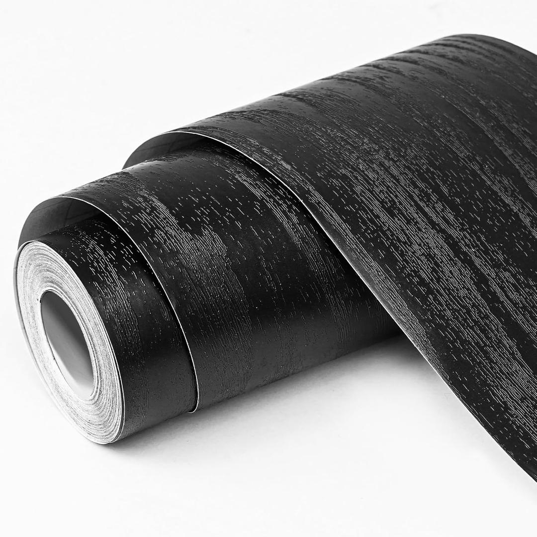 WAPANE Black Wood Grain Wallpaper Border Mirror Frame Removable Waterproof, Peel and Stick Wall Paper Border Decor Self Adhesive, Kitchen Bathroom Sticker