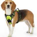 Eagloo Dog Harness Small Sized Dog, No Pull Service Vest with Reflective Strips and Control Handle, Adjustable and Comfortable for Walking, No Choke Pet Harness with 2 Metal Rings, Green, S