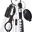 MotiMind 6 Pcs Nurse Pen Set Include Permanent Marker Pen Retractable Ballpoint Pen Keychain Clip Foldable Scissors Lights LED Flashlight Keychain for Nurse Accessories(Black)