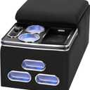 Universal Center Console Armrest Organizer with Wireless Charging Phone Holder Cup, Truck Bench Seat Center Console, Rear Bench Seat Armrest van, Car Minivan Truck,Center Console Armrest Organizer