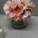 Hollyone Light Pink Peonies Artificial Flowers with Vase Faux Flowers Peony Fake Flowers Silk Flower Arrangements in Glass Vase with Faux Water for Bathroom Table Centerpiece Shelf Home Decor