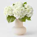 4PCS White Artificial Flowers Hydrangea 20" Real Touch Latex Faux Hydrangeas Silk Flowers with Green Leaves Stems for Short or Tall Vase Table Party Center Fake Bouquet Decor