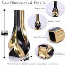 10.6 "Tall Black and Gold Ceramic Decor Vase, Modern Elegant Decor Home Vase for Living Room, Table Centerpiece, Desk, Office for Pampas Grass (Black Gold)