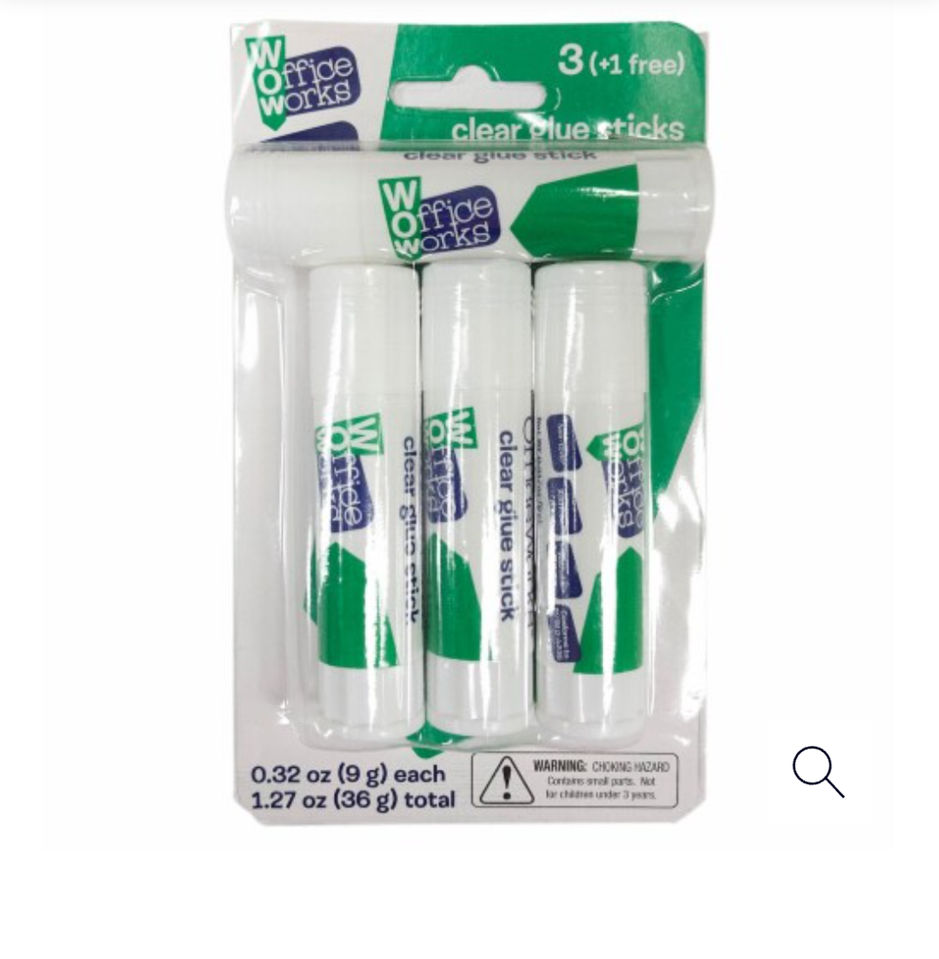 4 Count Office Works Glue Sticks - Clear