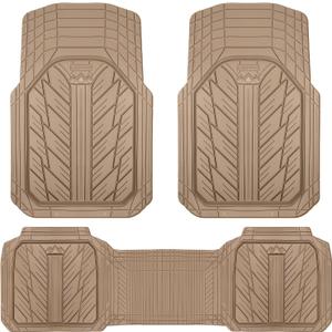 CAR PASS Heavy Rubber Car Floor Mats, Deep Waterproof Car Mats All Weather, Universal Trim-to Fit Automotive Floor Mats for Car SUV Truck Van, Durable Floor Liners All Beige