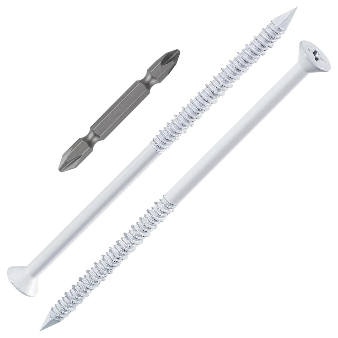 WenSilon(30 PCS) 1/4" x5 White Concrete Screw Anchor White Flat Head for Anchoring to Masonry, Block or Brick Stucco