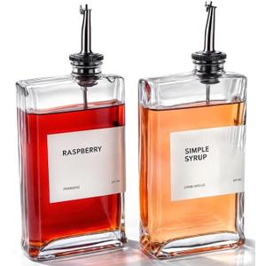 APT 1101 Olive Oil Dispenser for Kitchen, Cooking Oil and Vinegar Dispenser Set, Olive Oil Bottle, Soy sauce dispenser, coffee syrup bottles - 2 pcs, Silver