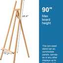 A - Frame Wooden Display Easel - Adjustable Lyre Beechwood Studio Easel Stand Holding Canvas Up to 90", Inclinable Artist Floor Painting Easel for Artwork Painting, Natural, 90 inches high