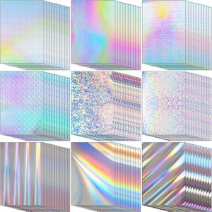 Kosiz 100 Sheets Metallic Holographic Card Stock Shiny Glitter Cardstock Iridescent Mirror Paper 8.5 x 11'' 250 GSM Thick Mixed Color Foil Paper for Scrapbook Letter Poster Craft(Multi Color)