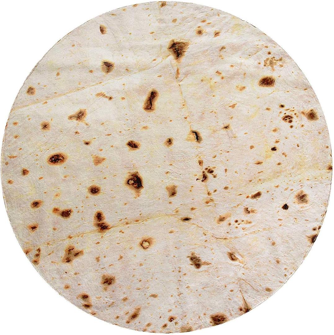 CASOFU Burritos Tortilla Throw Blanket, Double Sided Giant Flour Novelty Blankets for Your Family, 285 GSM Soft and Comfortable Flannel Taco Blanket.(Beige, 71 inches)