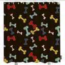 Doodle Dog Bone Shower Curtain Colorful Bones Vintage Style Bathroom Accessories Waterproof 72x72 Inch with Hooks