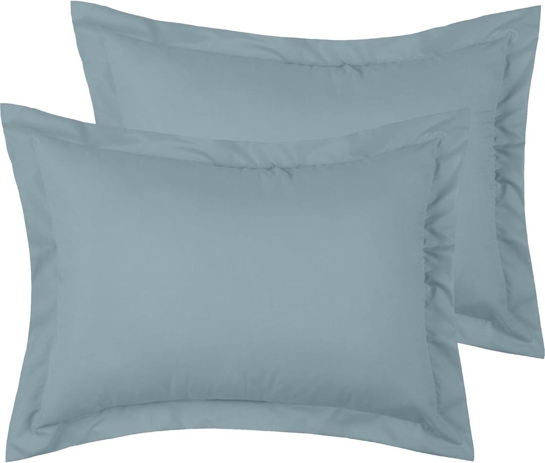 Mellanni Pillow Shams Set - 2 PC Iconic Collection Decorative Pillow Covers - Soft, Cooling, Wrinkle, Fade, Stain Resistant - Luxury Bed Accessories (Standard 20"x26", Spa Blue)