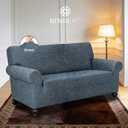 URBANLIFE 1-Piece Stretch Sofa Slipcovers for 2 Cushion Loveseat Couch, Super Stretch Non-Slip Sofa Cover with Elastic Bottom, Machine Washable Furniture Protector for Kids & Pets, Dusk Blue Gray