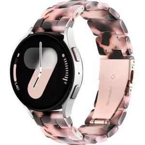 Lerobo Lightweight Resin Band Compatible with Samsung Watch 7 6 5 4 40mm 44mm Galaxy Watch 4 6 Classic 42mm 46mm 43mm 47mm Galaxy 5 Pro 45mm Active 2 40mm 42mm, 20mm Smartwatch Band for Women Men (Tortoiseshell Pink)