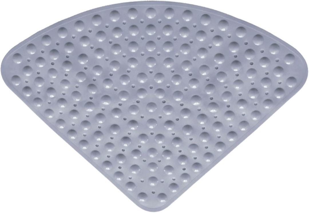 Mrcrypos Corner Shower Mats 31 x 31 Inches Bath Mat with Suction Cups and Drain Holes, Quick Dry Anti Slip Bathmat Machine Washable Shower Stall Mats for Bathroom, Gray