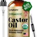 UpNature Organic Castor Oil in Glass Bottle (16 oz) 100% Pure Cold Pressed Unrefined Castor Oil for Hair Skin Face (Hexane Free)
