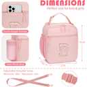 Initial Insulated Lunch Bag for Girls Kids, Back to School Gift, Reusable Leak-proof Lunch Box with Adjustable Strap for School Daycare Travel Picnic (Pink,D)