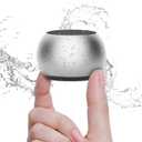 Small Speaker, Portable Bluetooth Speaker with Loud Stereo Sound and Robust Bass, Mini Speaker with Lanyard Easy to Carry, Brief Design, IPX7 Waterproof Speaker for Shower, Room, Hiking, Silver