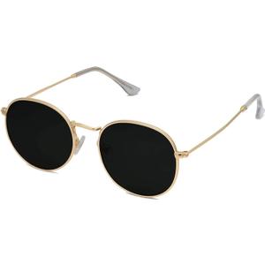 SOJOS Small Round Polarized Sunglasses for Women Men Classic Vintage Retro Shades UV400 (Bright Gold/Grey)