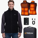 Soleilwear Heated Vest for Men, Fleece Vest with 12000mAh Battery Pack, Rechargeable Heated Jacket Indoor Outdoor Hunt Camp M