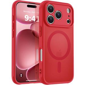 MOCCA Magnetic for iPhone 17 Pro Case, (Compatible with Magsafe) (16FT Military Grade Protection) Full Camera Protection Anti-Fingerprint Slim Translucent Matte Phone Cover 6.3",Red